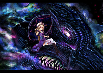 Yakumo Yukari, touhou, blonde hair, hat HD wallpaper