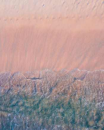 Nature, Sea, Waves, Sand, View From Above, Coast HD phone wallpaper