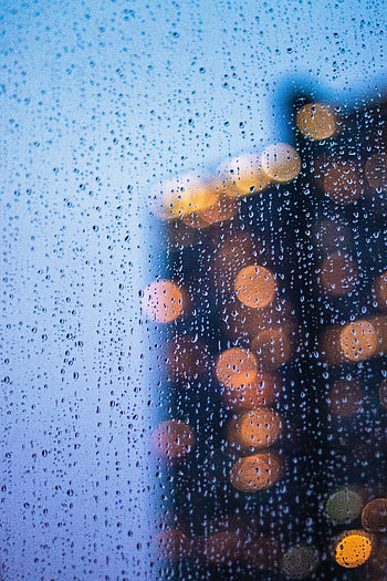 Bokeh, wet glass surface, drops HD phone wallpaper