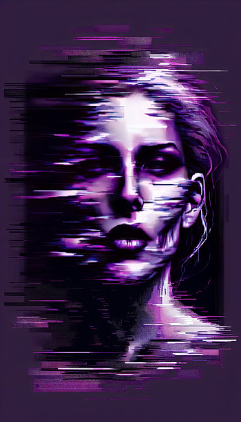 Purple Glitch Aesthetic, Digital Art, portrait, glitch, surreal HD phone wallpaper