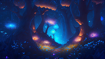 Neon Forest, AI Art, fantasy, forest HD wallpaper