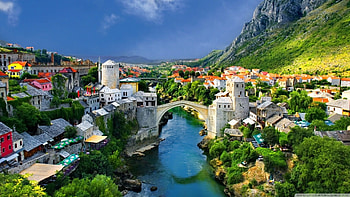 Nice City, City, House, River, Tree HD wallpaper