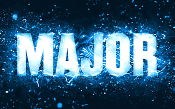 Happy Birtay Major, , blue neon lights, Major name, creative, Major Happy Birtay, Major Birtay, popular american male names, with Major name, Major HD wallpaper