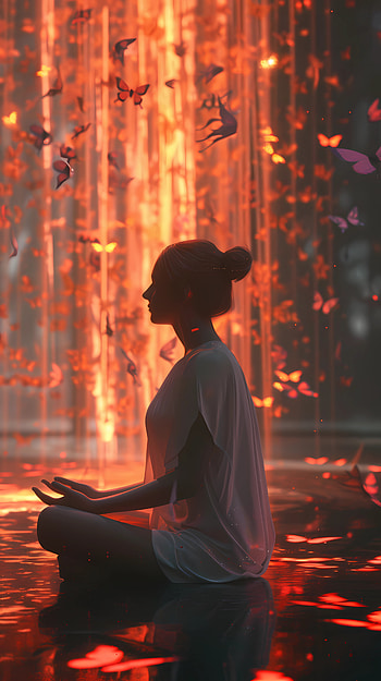 Woman meditating, meditation, Faith, butterfly, woman HD phone wallpaper