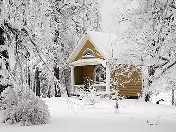 A Nice Winter Morning, winter, white, architecture, morning, house, cold, brown, snow, trees, nature, forest, ice HD wallpaper
