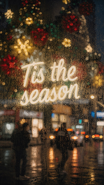 Tis the Season — Rainy City Holiday , Christmas, neon sign HD phone wallpaper