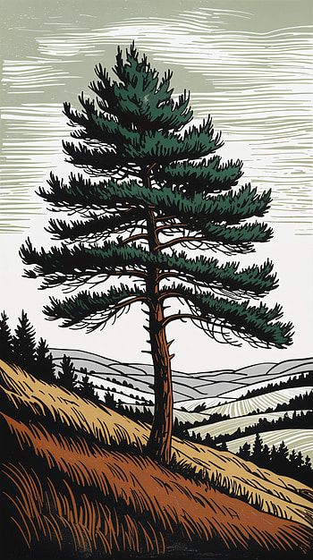 Serene Pine Vista: Landscape for Your , landscape, tree, hill, nature HD phone wallpaper