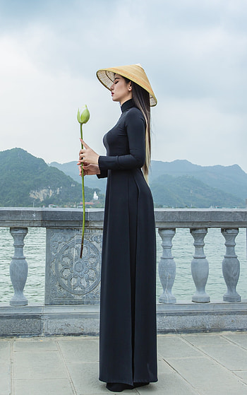 Lotus & Ao Dai: Serene Silhouette, mood, dress, woman, asian HD phone wallpaper