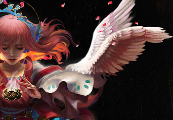 Angel, black, frumusete, wing, fantasy, girl, uc0235c88 HD wallpaper