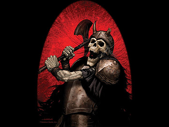 Skeletal Warrior, fantasy, axe, skeleton, warrior HD wallpaper
