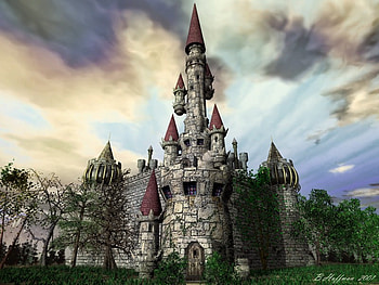 52 Bruce's Castle, landscape, abstract, fantasy, 3d HD wallpaper