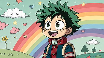 My Hero Academia Ultra with Deku and Rainbow Background, Anime, cartoon, rainbow, green hair, Izuku Midoriya HD wallpaper