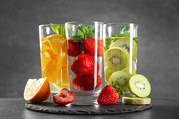 Drinking glass fruit, Kiwi strawberries, Refreshing beverage, Fruity delight HD wallpaper