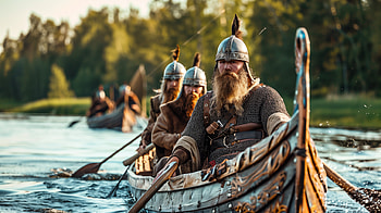 Medieval Viking Voyage -, medieval, viking, boat, helmet HD wallpaper