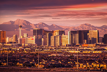 Las Vegas Skyline, Vibrant cityscape, Bright neon signs, Entertainment capital HD wallpaper