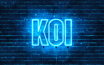 Happy Birtay Koi, , blue neon lights, Koi name, creative, Koi Happy Birtay, Koi Birtay, popular japanese male names, with Koi name, Koi HD wallpaper