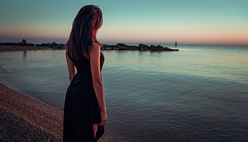 Girl Black Dress Long Hair, girls, model, black-dress HD wallpaper