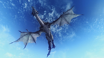 dragon, sky, flying, 3d HD wallpaper