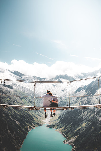 Love, Couple, Pair, Height, Bridge, Embrace HD phone wallpaper