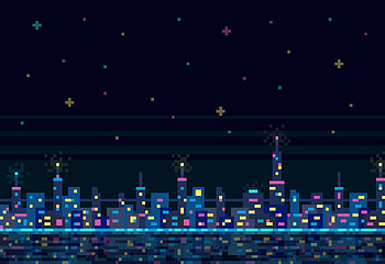 Deltarune city, night HD wallpaper