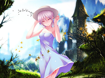 Summer Days, touhou, sky, pink hair, hat, summer dress HD wallpaper