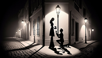 Romantic Proposal Silhouette - Love Background, proposal, silhouette, street, couple HD wallpaper