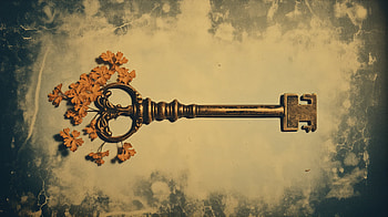 Vintage Key with Floral Accent, man made, key HD wallpaper