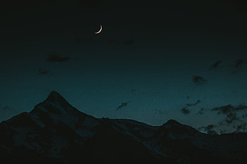 Moon, Sky, Mountains, Night, Dark HD wallpaper