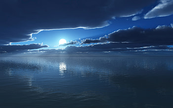 Blue Ocean Silent , ocean, nature, sky HD wallpaper