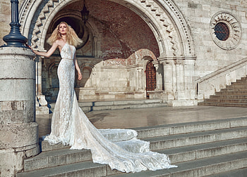 Bride, white, stairs, model, galia lahav, girl, dress, woman HD wallpaper