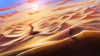 Art, Desert, Silhouette, Journey, Dunes, Links HD wallpaper
