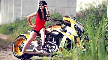 Hot modern stylish girl with super bike HD wallpaper