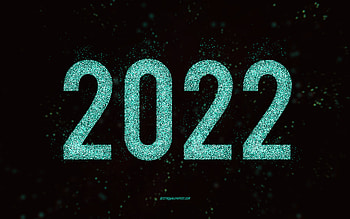 Happy New Year 2022, turquoise glitter art, 2022 New Year, 2022 turquoise glitter background, 2022 concepts, black background, 2022 greeting card HD wallpaper