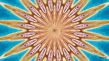 Abstract flower, blue, by cehenot, art, pink, brown, painting, abstract, pictura, flower, yellow, texture HD wallpaper