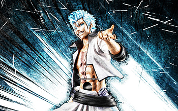 Grimmjow Jaegerjaquez, grunge art, Bleach, Arrancar, arwork, Bleach characters, Gurimujo Jagajakku, blue abstract rays, Grimmjow Jaegerjaquez Bleach HD wallpaper