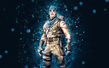 Warpaint, , blue neon lights, Fortnite Battle Royale, Fortnite characters, Warpaint Skin, Fortnite, Warpaint Fortnite HD wallpaper