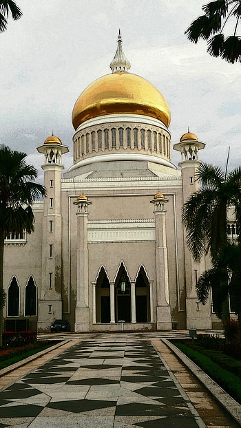 Golden Dome, gold, mosque, fantasy, muslim, brunei, king, masjid, arab HD phone wallpaper