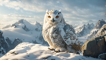 White Owl, white, owl, mountain, snow, Animal, Snowy Mountain, winter animals HD wallpaper
