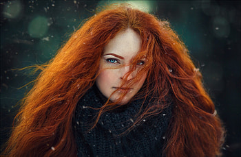 Redhead, freckles, women, beauty HD wallpaper