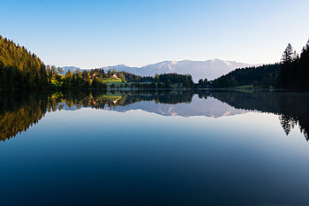 Nature, Trees, Sky, Lake, Reflection, Spruce, Fir HD wallpaper