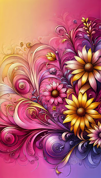 Bright Floral Elegance: Yellow Flower, yellow flower, floral, Digital Art, colorful, Abstract HD phone wallpaper