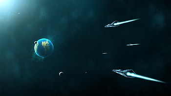Colony-0046, galaxies, shuttles, planets, graphics, space, spaceships HD wallpaper