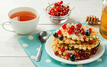 Berry and waffle , Delicious combination, Tea time treat, Visual delight HD wallpaper