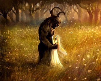 Wood God And Fairy, fairy, wood god, fantasy, forest HD wallpaper