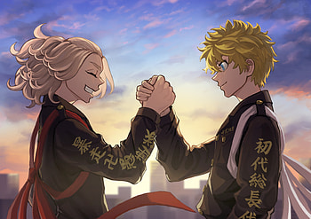 Tokyo Revengers : Takemichi & Mikey United at Sunset, Takemichi Hanagaki, Mikey Manjiro Sano, Anime, Tokyo Revengers, handshake HD wallpaper