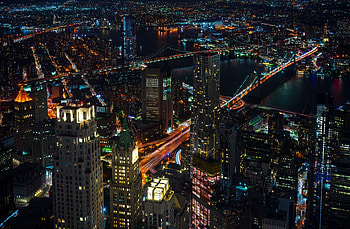 Cities, Usa, View From Above, Skyscrapers, United States, New York, Night City Lights HD wallpaper