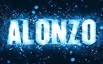Happy Birtay Alonzo, , blue neon lights, Alonzo name, creative, Alonzo Happy Birtay, Alonzo Birtay, popular american male names, with Alonzo name, Alonzo HD wallpaper