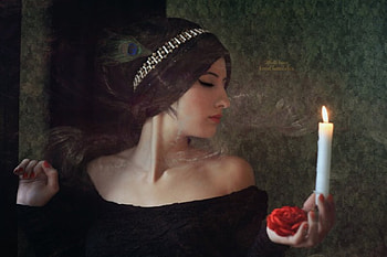 Deep of my Heart, lady, heart, fantasy, candle HD wallpaper