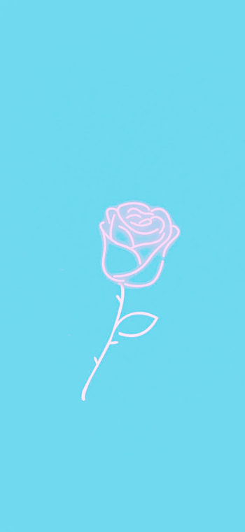 Neon Rose, blue HD phone wallpaper