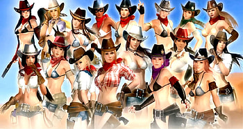 The Crew. ., style, cowgirl, fun, brunettes, digital art, outdoors, blondes, anime, group, girls, boots, western, female HD wallpaper
